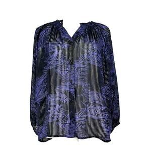 TUCKER Purple Black 100% Silk Top Metalic Thread Sheer (PTP 23 Inches) Size P
